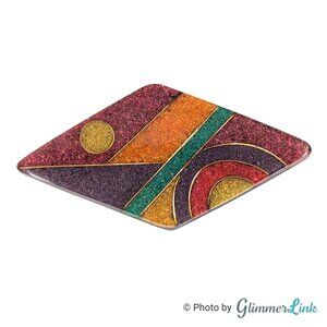 Vintage Geometric Inlay Statement Brooch Made in the Philippines